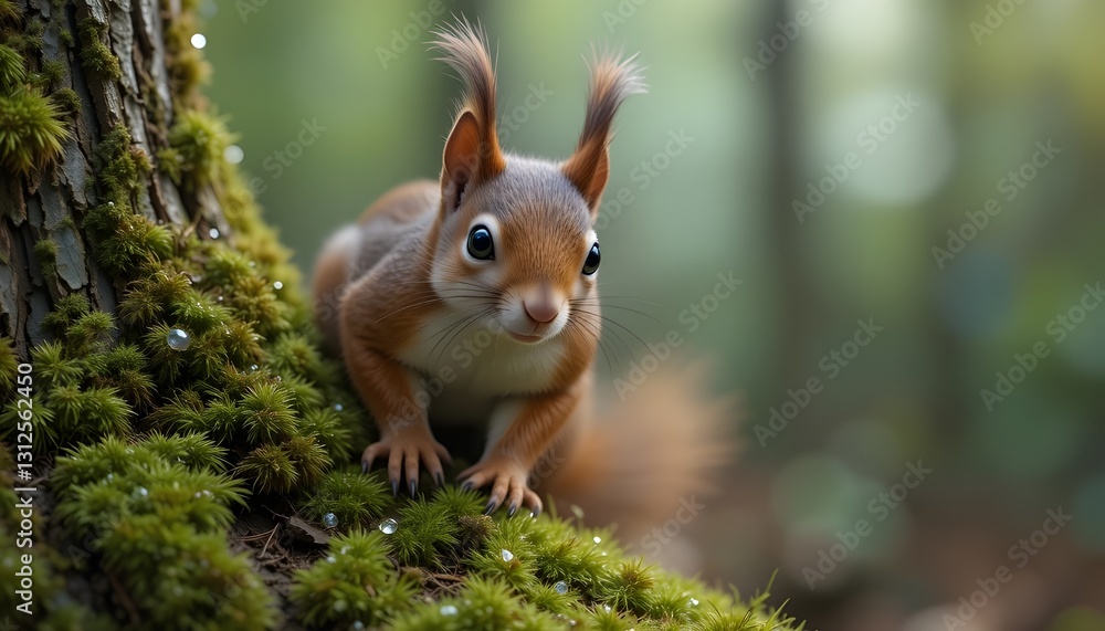 Obraz premium Funny squirrel looks at camera