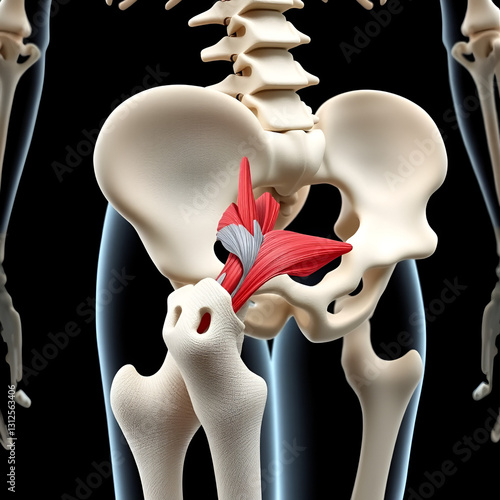 a photo image of external obturator muscle originates at anterior superior iliac spine and inserts into medial aspect of femur photo