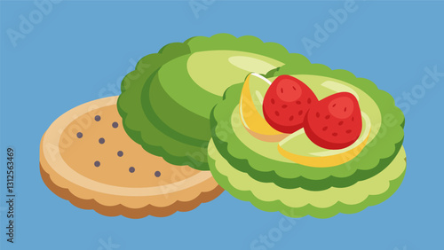 Spruce up simple crackers or rice cakes with healthy toppings like avocado or almond butter.. Vector illustration