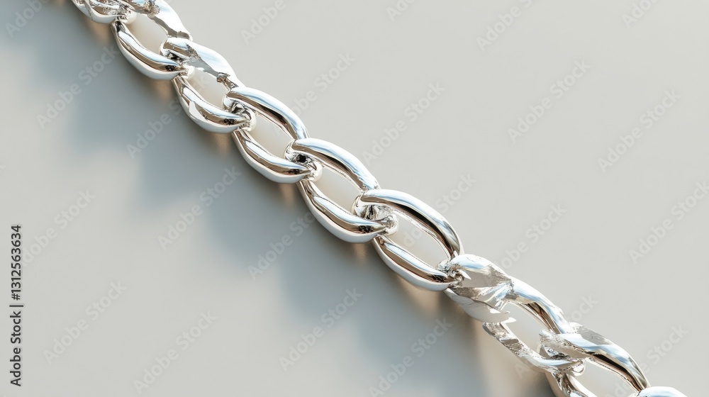 Fototapeta premium Elegant Silver Chain,A Close-Up View of Refined Jewelry