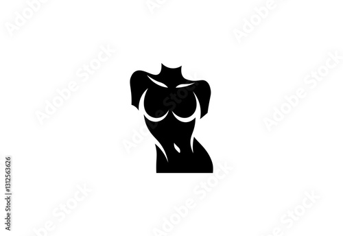 Vector illustration of black silhouette of female body