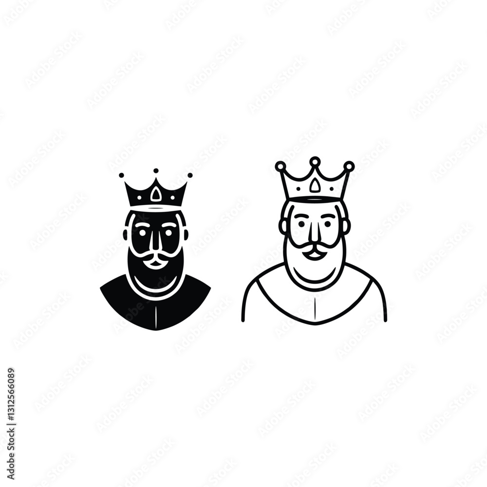 King character logo with simple minimalist design King character logo with simple minimalist design
