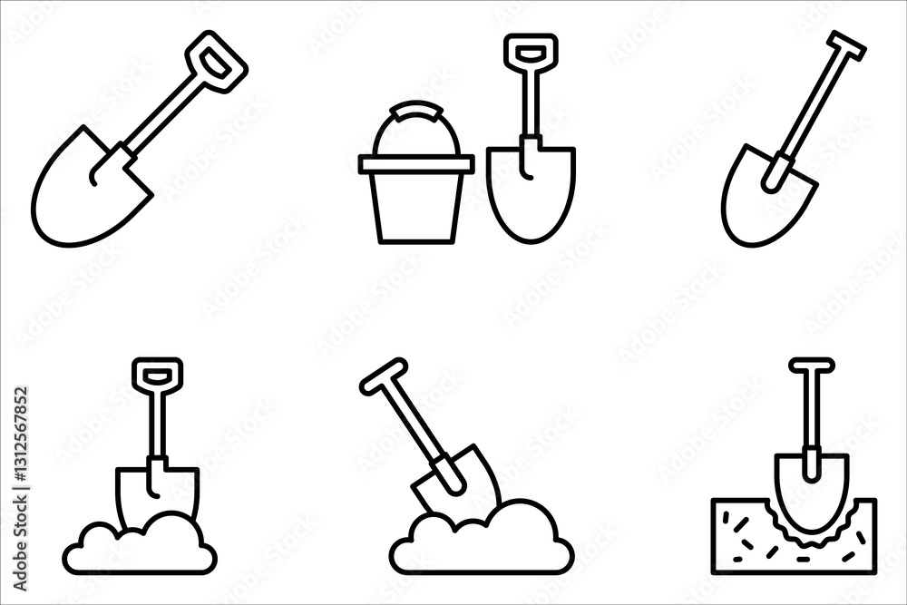 Fototapeta premium Shovel Icon set, Garden Shovel icon on white background