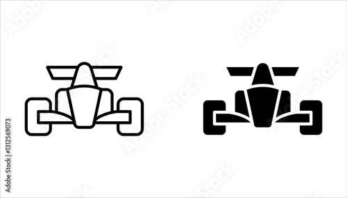  Formula race car icon set, isolated on white background