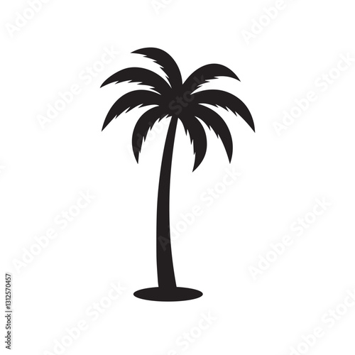 Palm tree silhouettes, black and white silhouette vector. Tropical palm tree