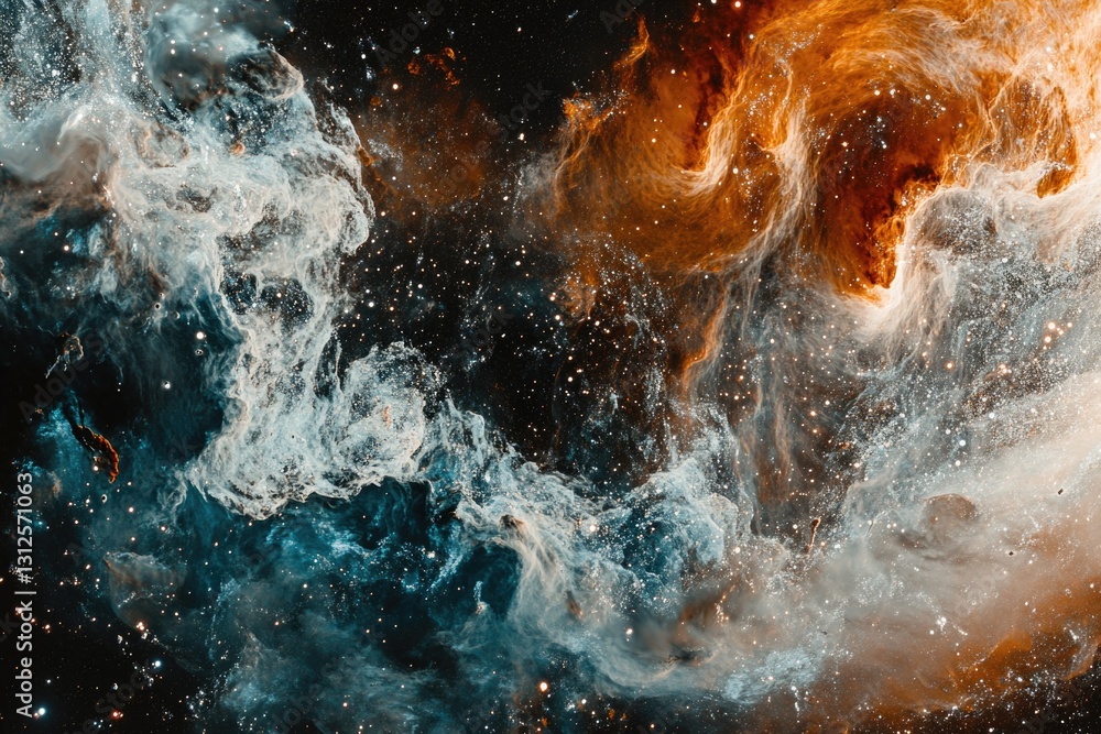 Nebula with Orange and Blue Smoke Close Up Nebula with Orange and Blue Smoke Close Up