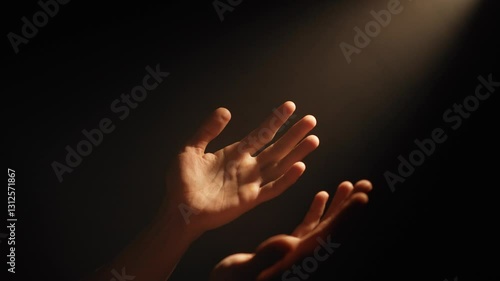 Hands Reaching Toward Divine Light in Desperation