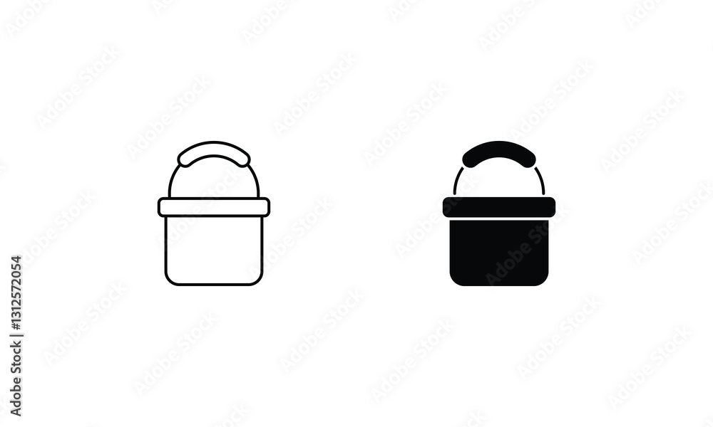 Paint Bucket icons set line and glyph vector stock illustration Paint Bucket icons set line and glyph vector stock illustration