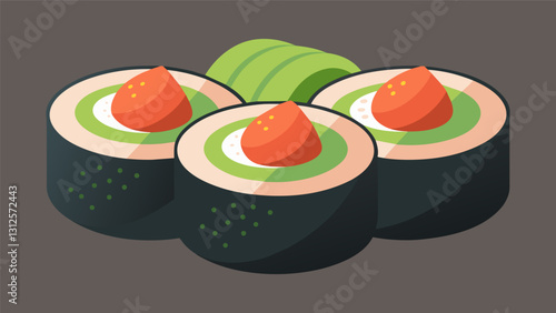 Quinoa sushi rolls with avocado and smoked salmon a nutrientdense snack perfect for postgame recovery and replenishing essential nutrients.. Vector illustration