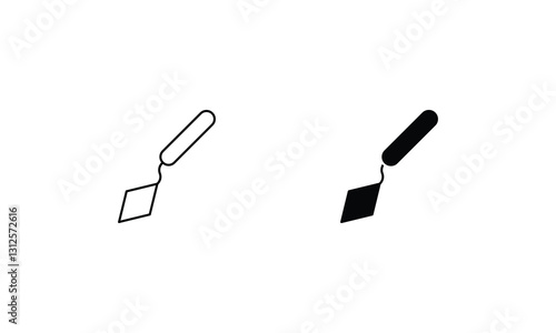 Pallette Knife icons set line and glyph vector stock illustration
