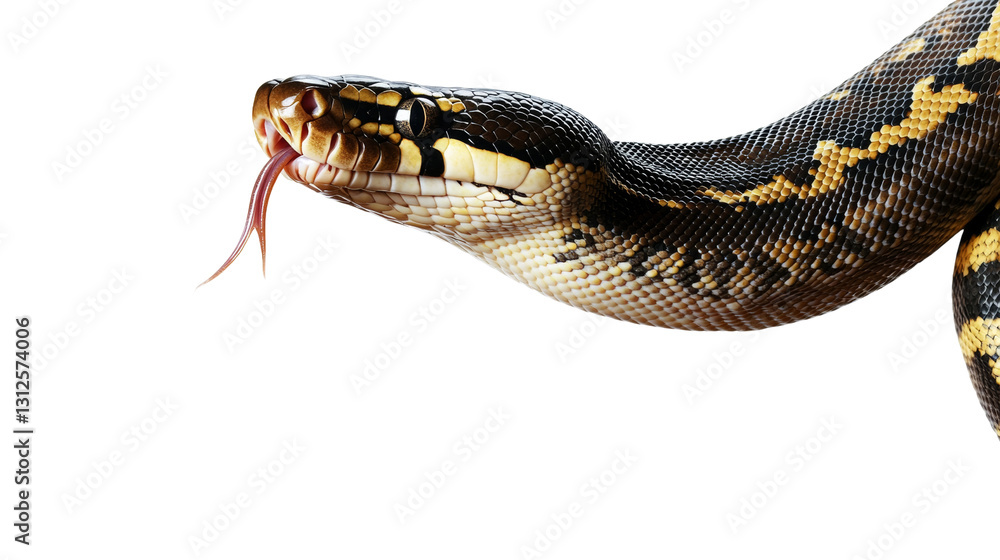 Fototapeta premium Close-Up of Ball Python Snake with Forked Tongue