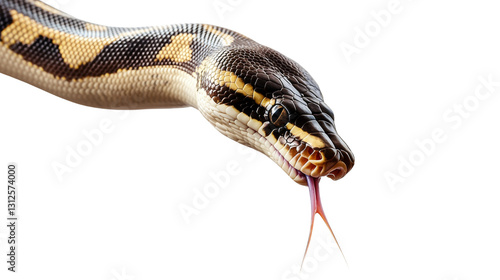 Close-Up of Ball Python Snake with Forked Tongue