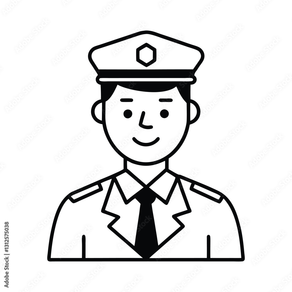 Police Officer Line Art Icon - Minimalist Vector Illustration for Security, Law Enforcement, and Authority Designs Police Officer Line Art Icon - Minimalist Vector Illustration for Security, Law Enforcement, and Authority Designs