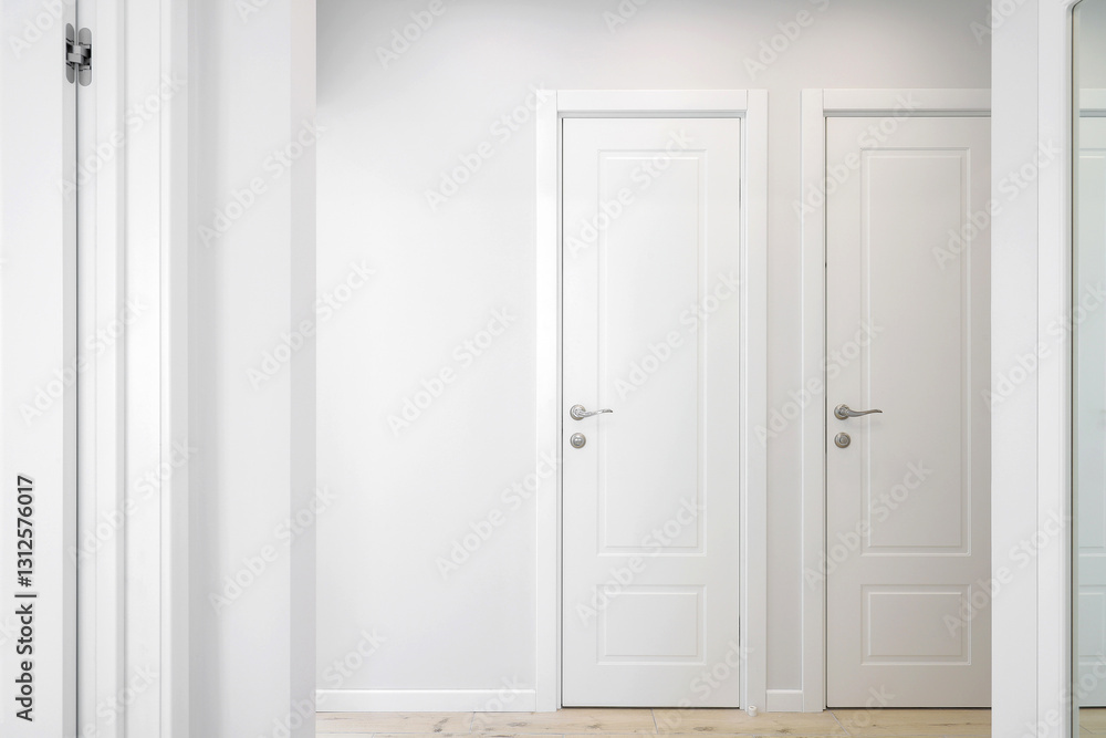 Hallway with white interior doors in the interior