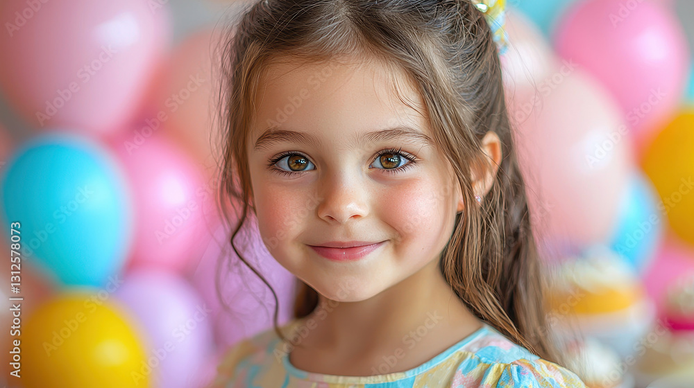 Child's joyful expression at a vibrant birthday party celebrating togetherness and happiness Child's joyful expression at a vibrant birthday party celebrating togetherness and happiness