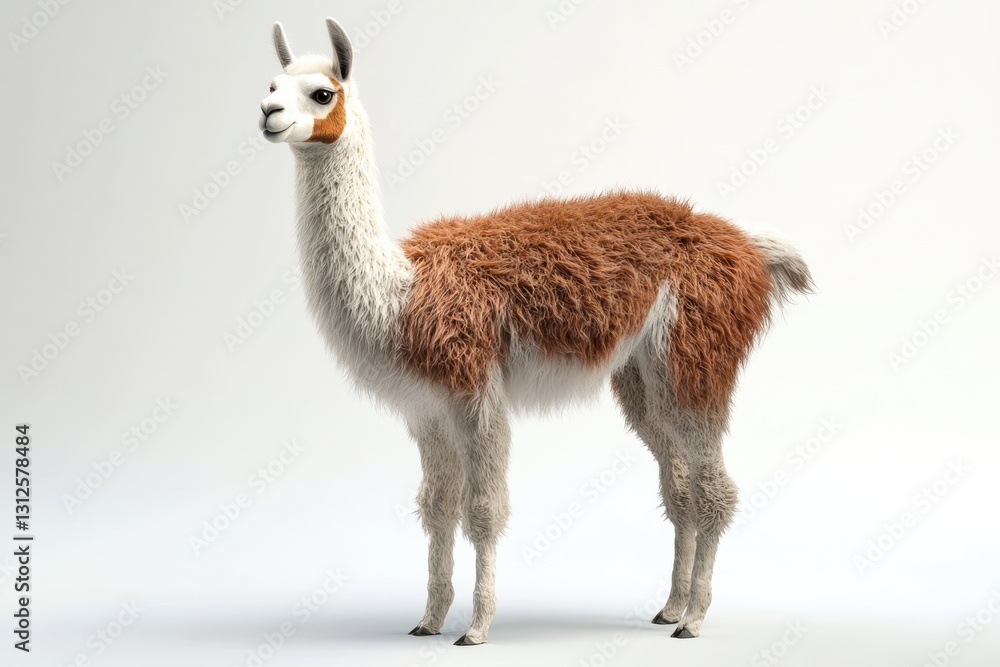 Obraz premium 3D Llama Isolated and White Background