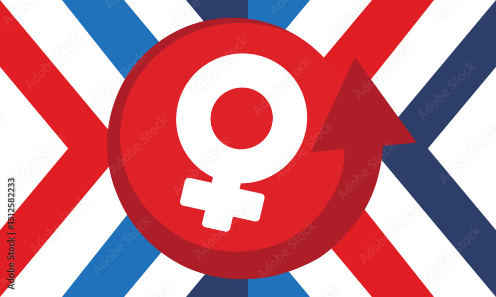 Fototapeta premium Female symbol. Women's Day. Women's History Month. Equality and women's rights. Girl power in the world. Poster, postcard, banner. Vector illustration