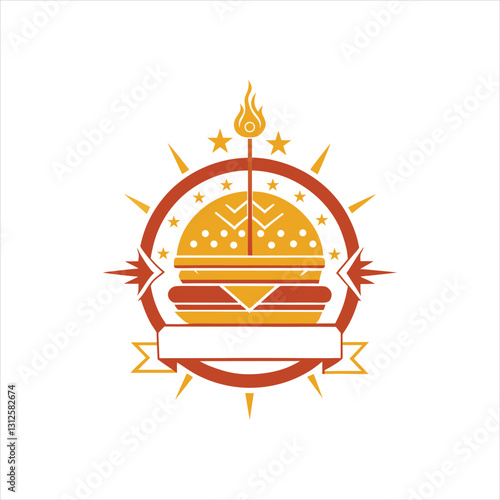  Mystical Golden Burger Sigil Line Art on White Background