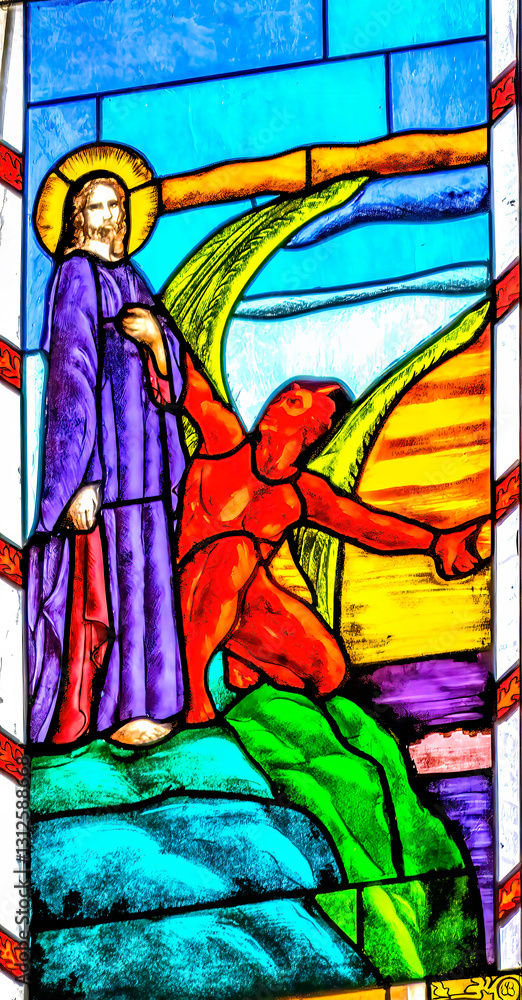 Jesus Devil Stained Glass Basilica St Joseph Cathedral Tianjin C