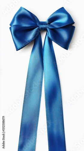 A Beautiful Blue Satin Bow Against A Pure White Backdrop