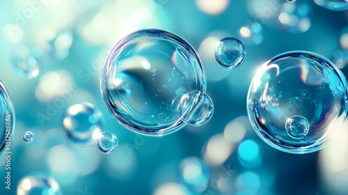 Wallpaper Mural gradient blue and teal abstract background with floating bubbles and smooth curved patterns, sleek and futuristic, artistic and vibrant composition Torontodigital.ca