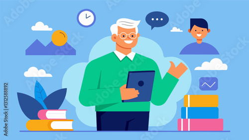 One attendee sharing their personal success story in implementing the strategies learned at the seminar into their retirement plan.. Vector illustration