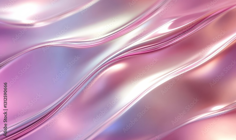 Obraz premium Softly lit metallic surface with wave-like motion and gentle glow, calming ambiance, metallic surface