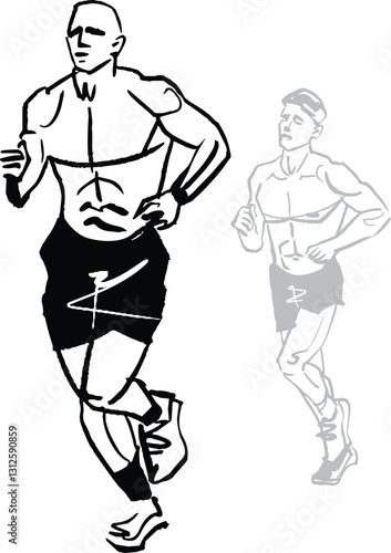 Vector illustration of running men