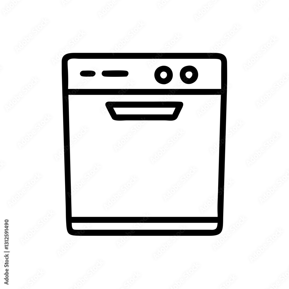 Dishwasher icon in minimalist style, home appliance concept Dishwasher icon in minimalist style, home appliance concept