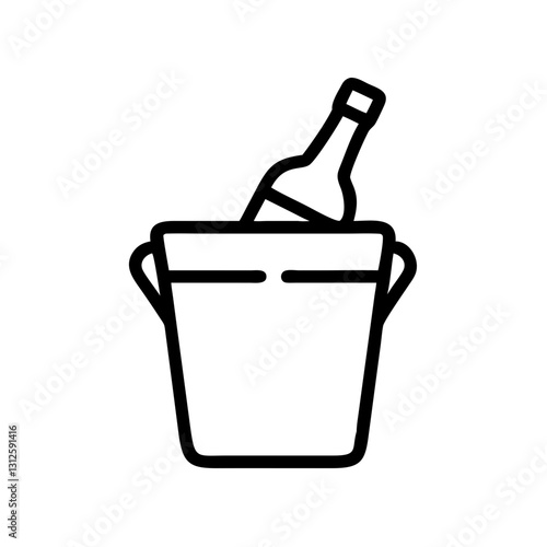 Wine cooler icon with bottle, refreshing beverage concept