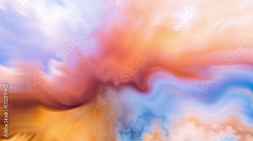 Abstract fluid artwork with swirling colors of pink, blue, and orange in a captivating design with copy space
