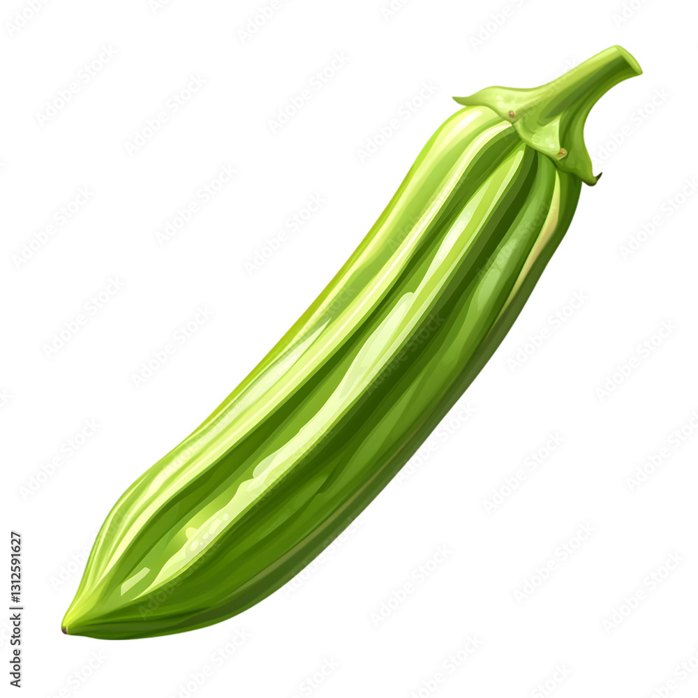 Fresh Okra with Green Ridges Isolated on a Transparent Background: A Vibrant and Nutritious Representation of Fresh Produce Fresh Okra with Green Ridges Isolated on a Transparent Background: A Vibrant and Nutritious Representation of Fresh Produce