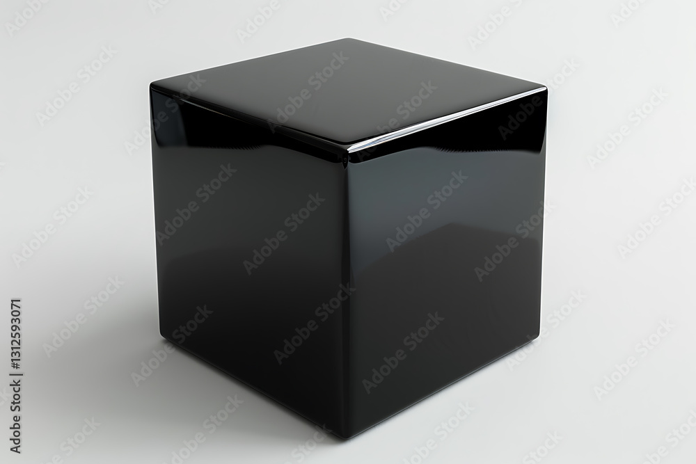 geometric shape art, a glossy black cube with smooth surfaces, precise angles, and a lustrous exterior on a white background, casting faint shadows geometric shape art, a glossy black cube with smooth surfaces, precise angles, and a lustrous exterior on a white background, casting faint shadows