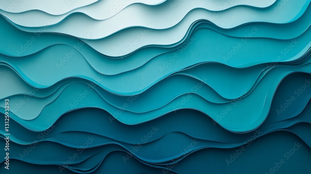 Fototapeta premium gradient blue and teal abstract background with soft curved patterns and layered waveforms, sleek and futuristic, artistic and modern composition