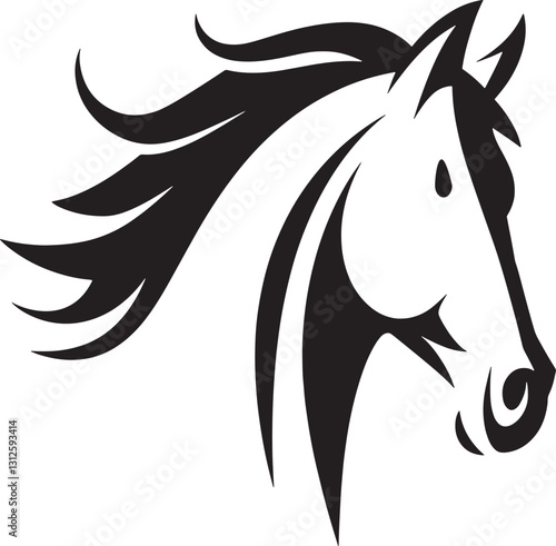 Elegant Horse Head Silhouette Vector Illustration