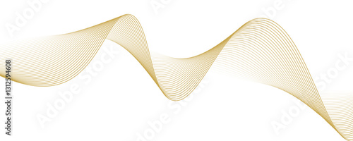 abstract wavy gold lines on transparent background
