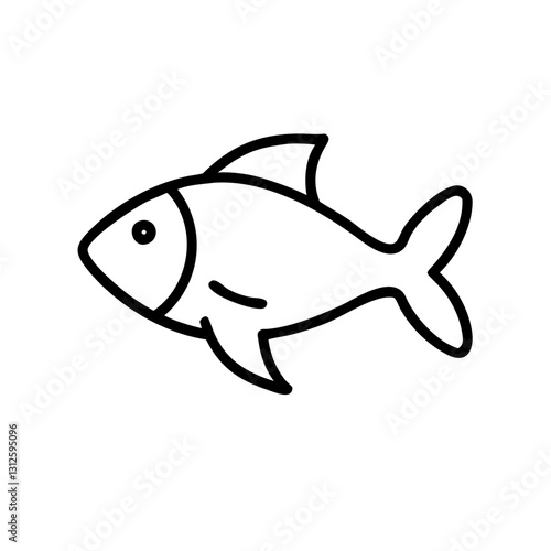 Minimalist fish line icon in black and white