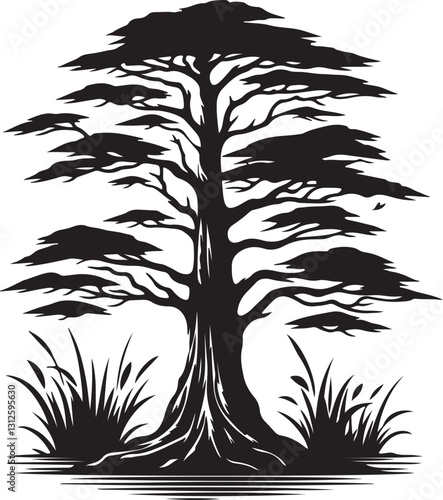 Majestic Cypress Tree Swamp Silhouette Nature Art