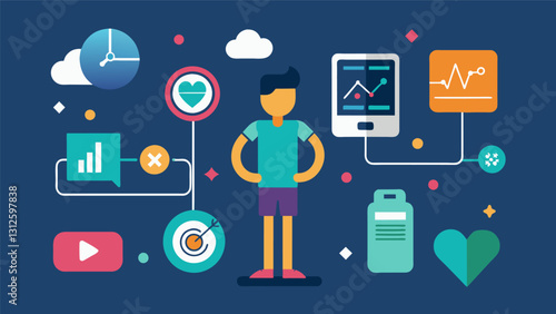 Use the data from your fitness tracker to identify patterns and triggers that may contribute to stress and make necessary lifestyle changes.. Vector illustration