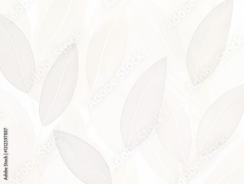 Decoratively arranged light leaves creating a soft and serene background in a minimalistic setting