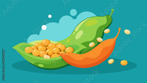 Roasted edamame and chickpeas for a crispy and proteinpacked snack option.. Vector illustration