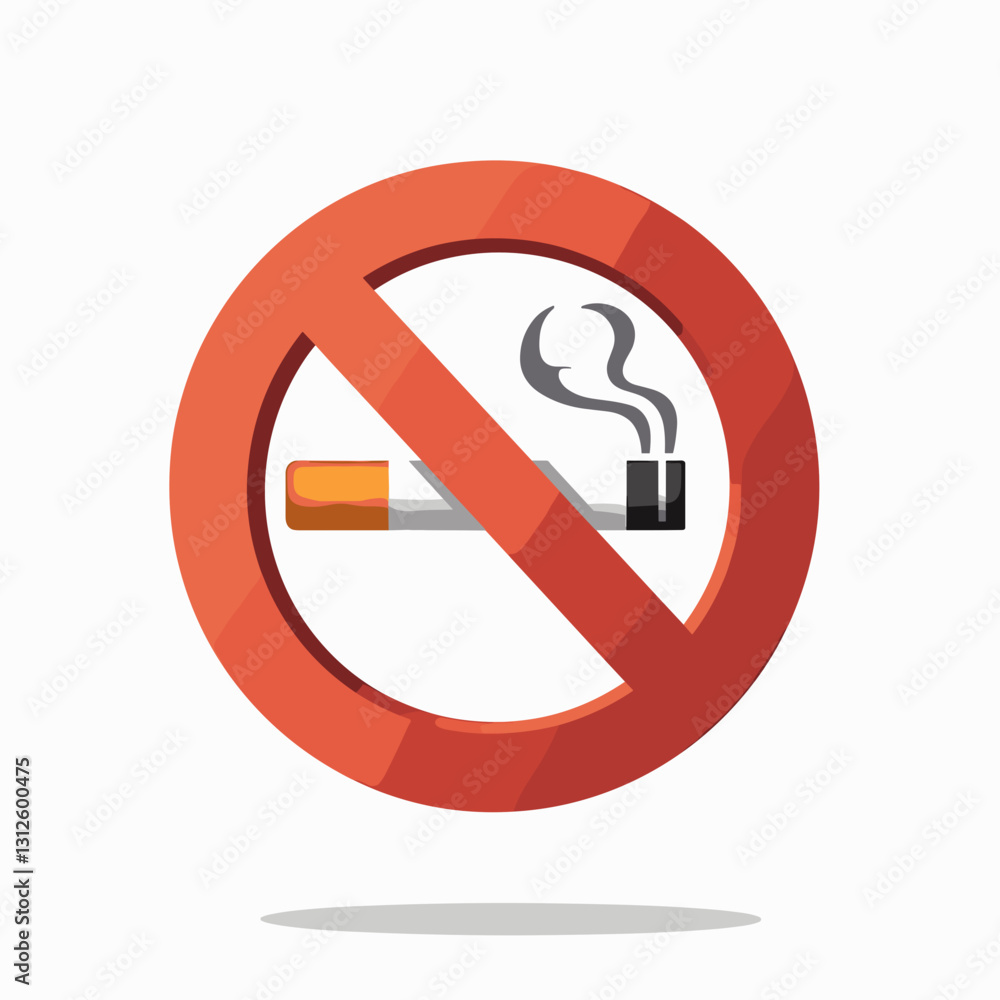 No smoking sign with cigarette and smoke on white background No smoking sign with cigarette and smoke on white background