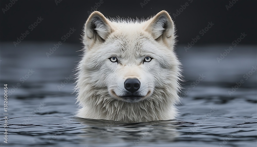 Obraz premium Arctic Wolf for Water Portrait.