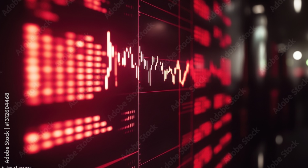 Red stock market graph on a digital display, a background for financial and business concepts Red stock market graph on a digital display, a background for financial and business concepts