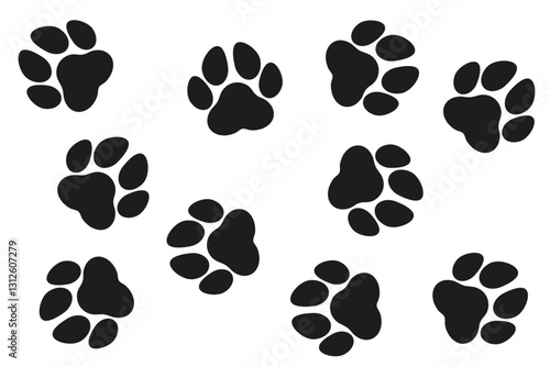 Black paw silhouette design on white background