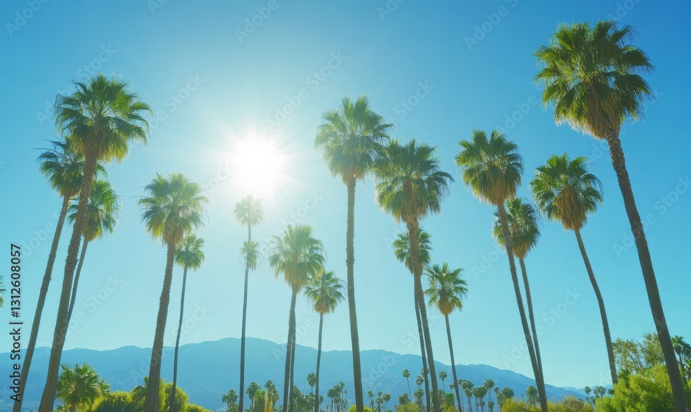 Obraz premium Palm Trees against a Sunny Sky