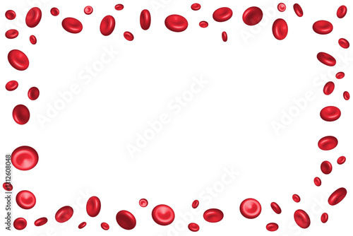 Frame of red blood cells on a white background