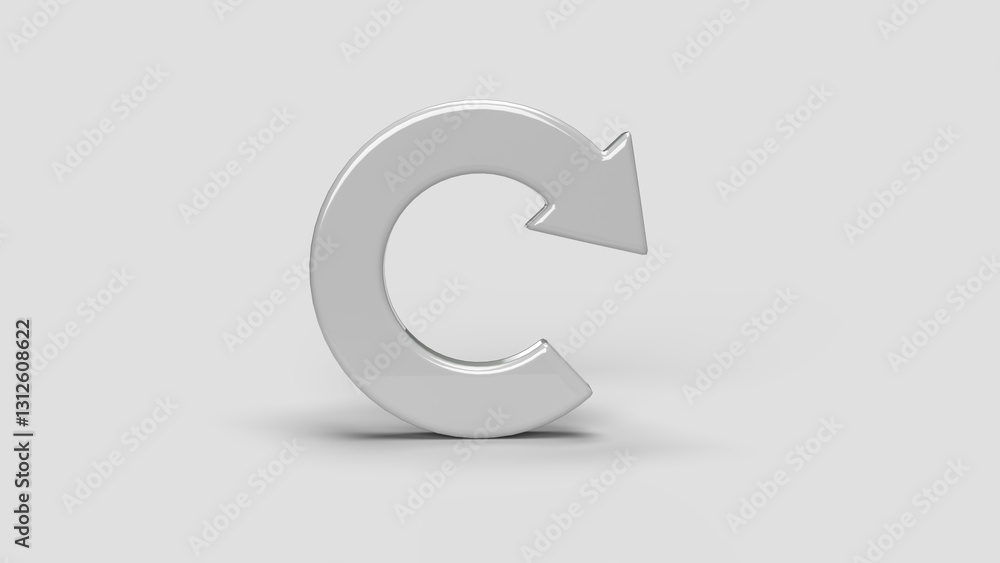 white 3D circular arrow icon on white backdrop white 3D circular arrow icon on white backdrop