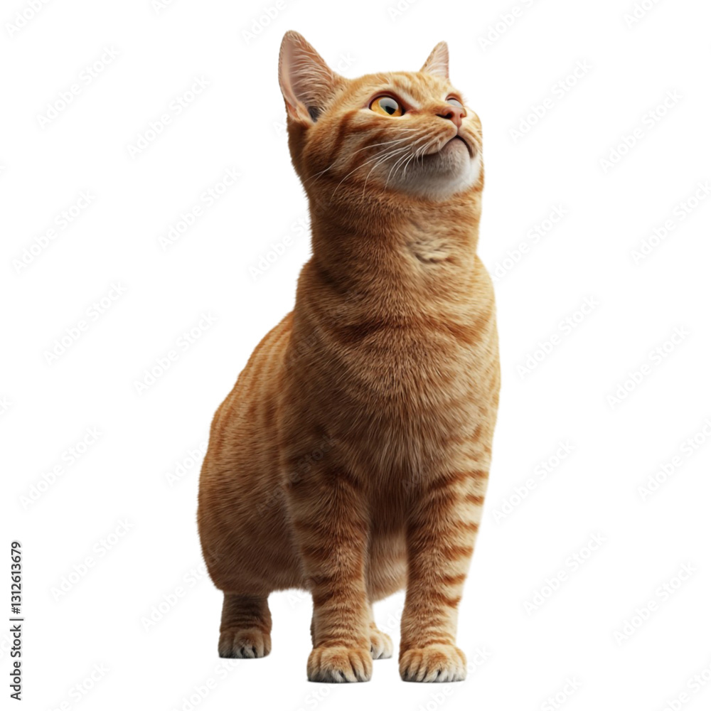 Obraz premium Adorable ginger cat looking up curiously playful and sweet