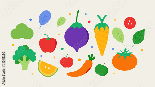 Vegetable icon. Vegetable icon set. Cartoon style